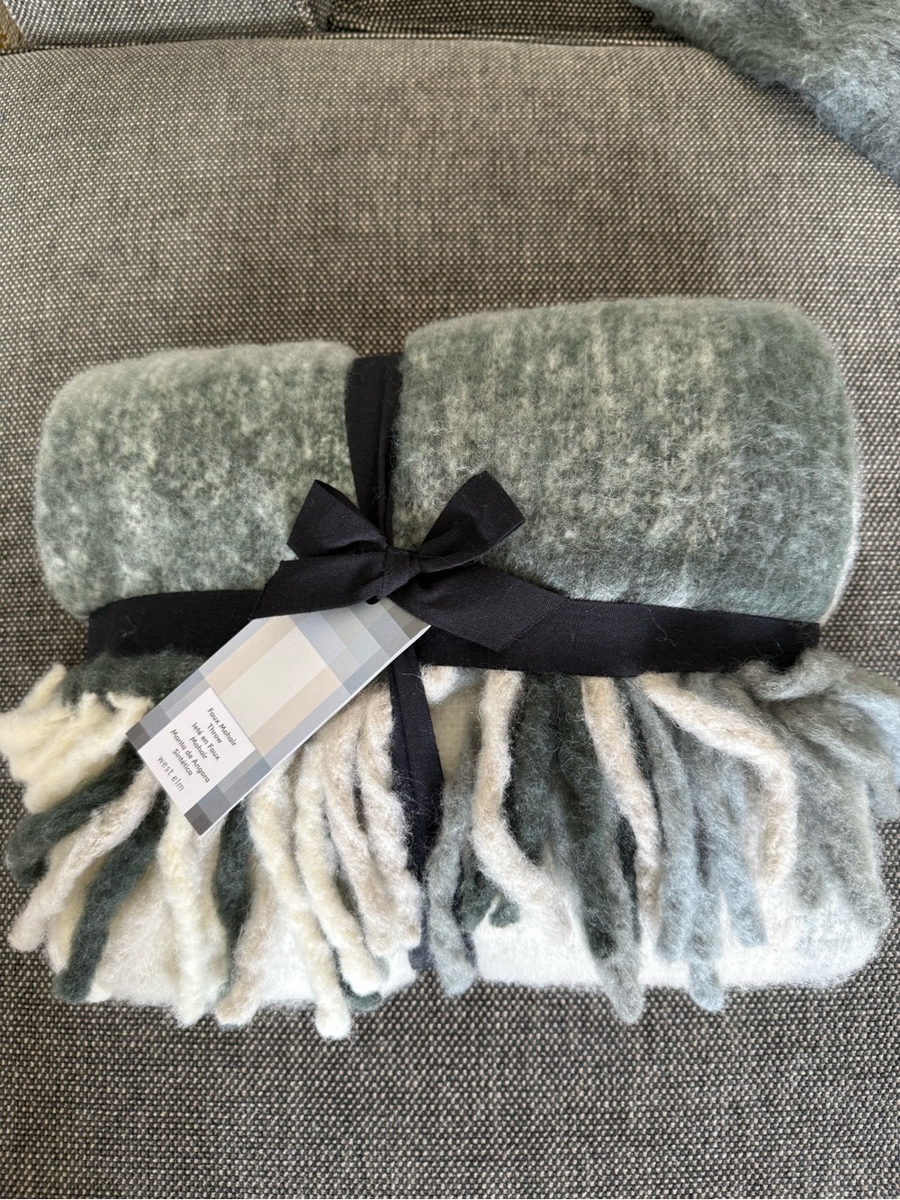 West Elm Faux Mohair Framed Ombre Throw